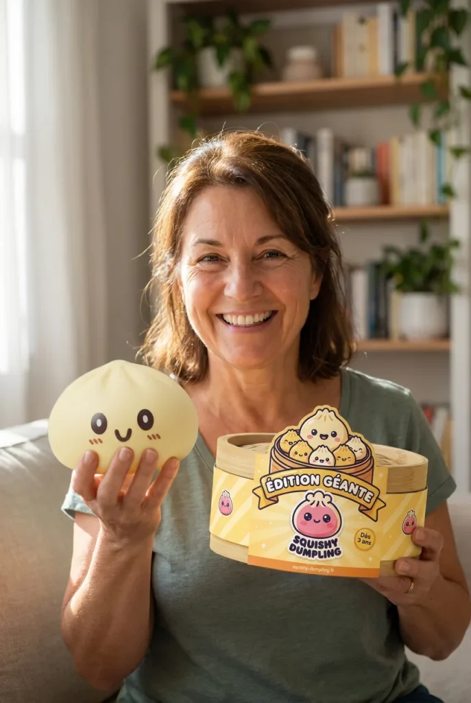 Squishy Dumpling Gul Jumbo XXL med sin ask