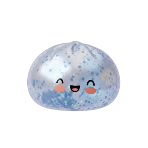 Dumpling Squishy Isblå Sparkle — i klämmet, mjukt slow-rise-skum