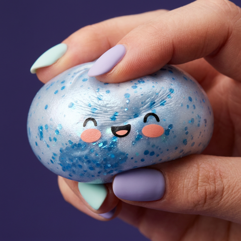 Dumpling Squishy Isblå Sparkle — slow-rise-effekt, skummet återtar långsamt sin form