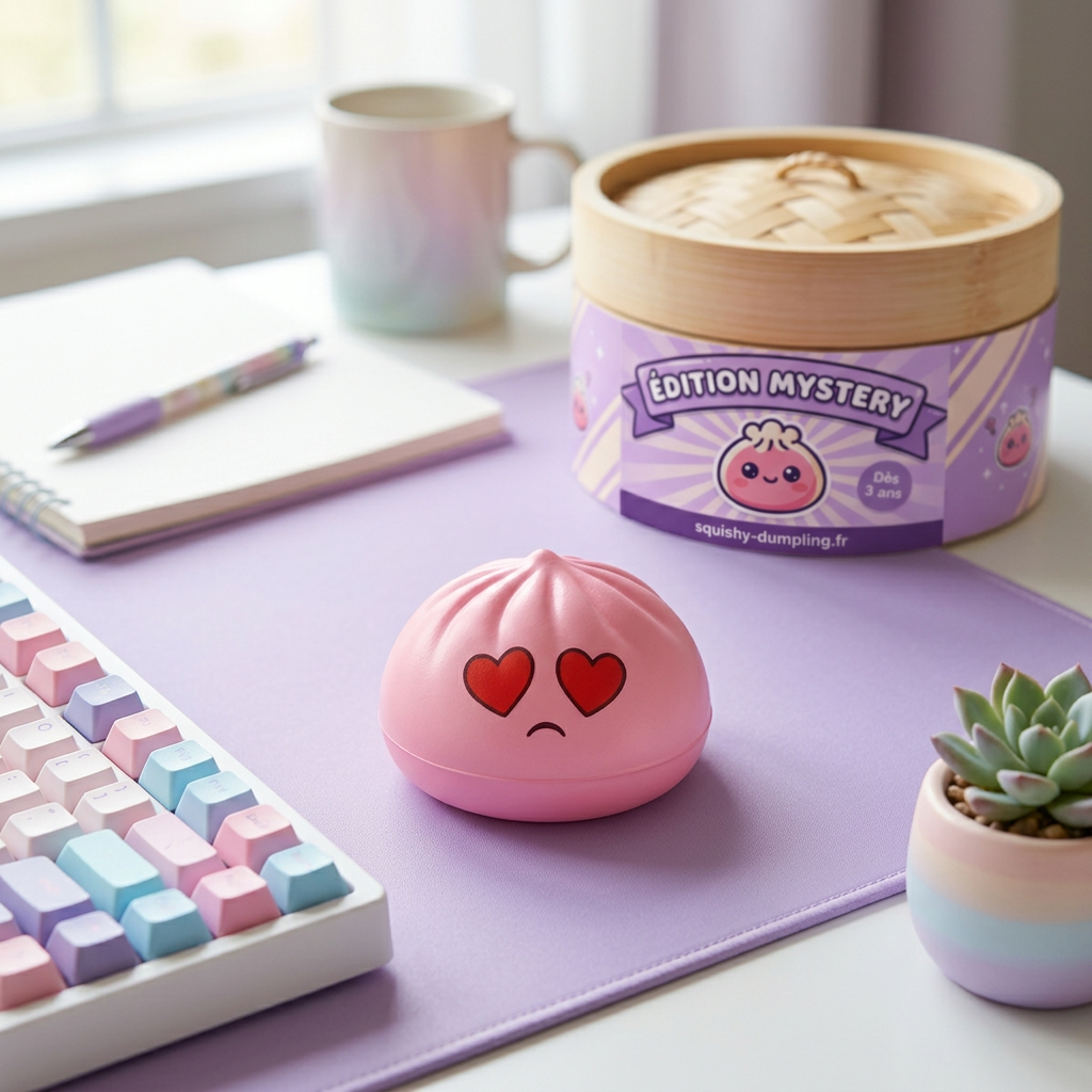 Mini Dumpling Squishy Mystery 3-pack i sin kawaii-miljö