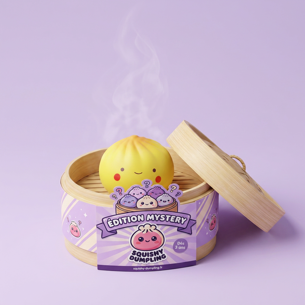 Dumpling Squishy Blind Box Mini 24-pack i sin bambu-ångkorg