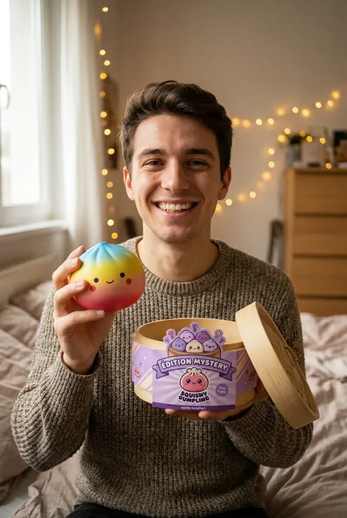 Dumpling Squishy Blind Box Mini 24-pack med sin ask