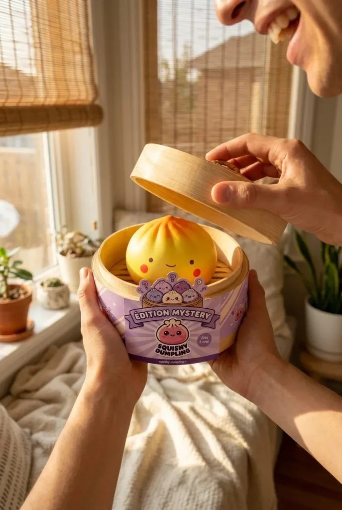 Dumpling Squishy Blind Box Mini 24-pack i unboxing-ögonblicket