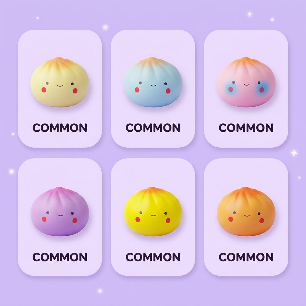 Dumpling Squishy Blind Box Mini 24-pack — i klämmet, mjukt slow-rise-skum