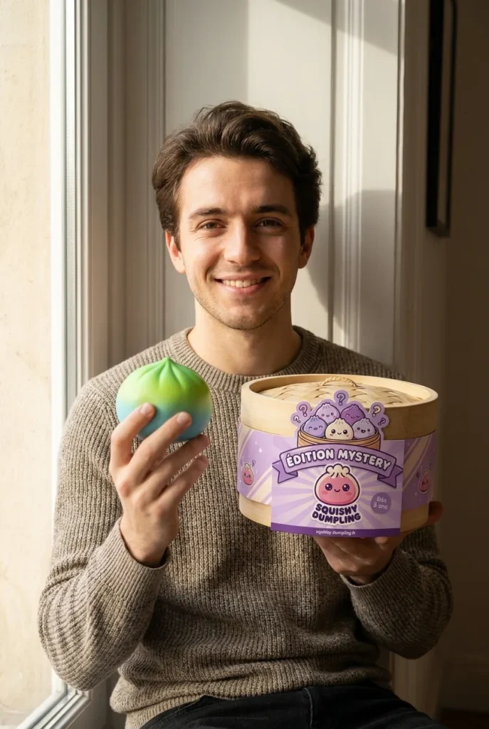 Mini Dumpling Squishy Mystery 3-pack med sin ask