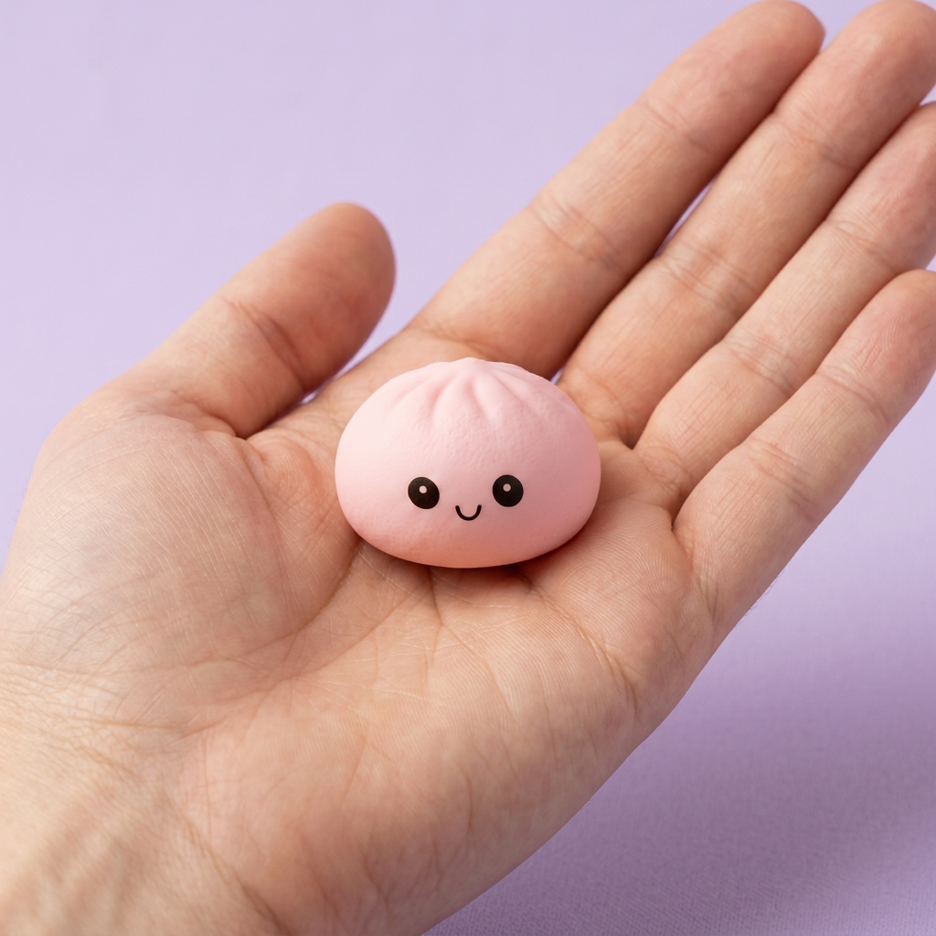 Mini Dumplings Squishy Mystery Överraskningspack i handen, verklig storlek