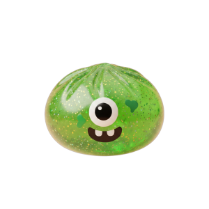 Squishy Dumpling Monster Halloween Grön Glitter — i klämmet, mjukt slow-rise-skum