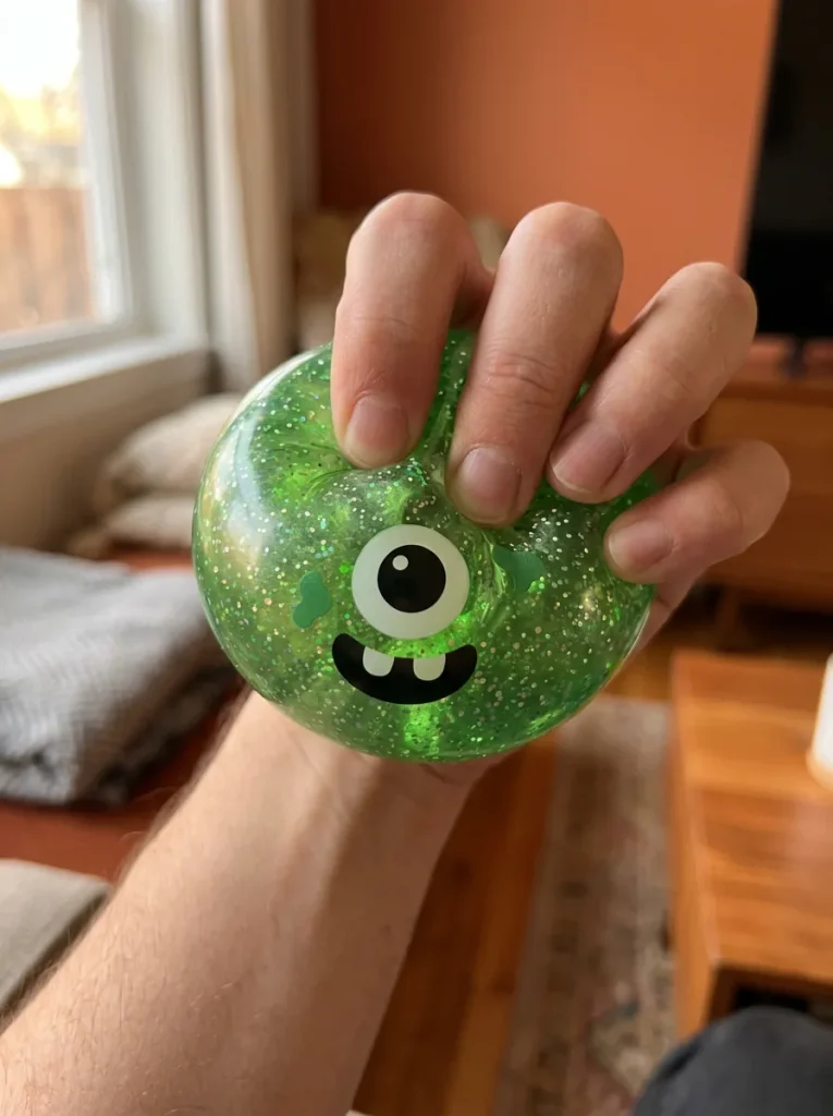 Squishy Dumpling Monster Halloween Grön Glitter mitt i klämmet