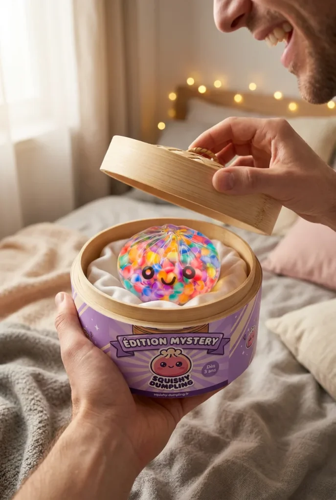 Mystery Dumpling Squishy Bubbla i unboxing-ögonblicket