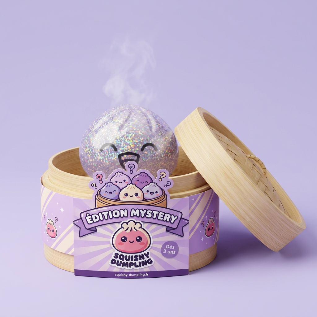 Rare Dumpling Squishy Mystery – Sällsynt Samlarfigur i sin bambu-ångkorg