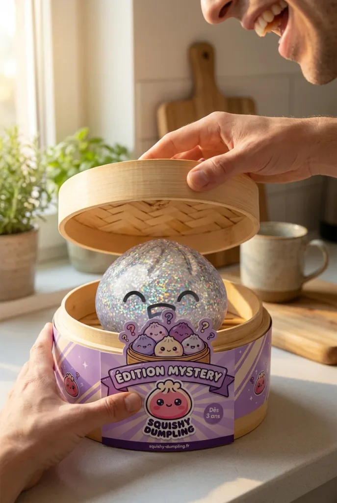Rare Dumpling Squishy Mystery – Sällsynt Samlarfigur i unboxing-ögonblicket