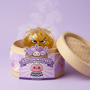 Glitter Dumpling Squishy Rare Magisk Enhörning i sin bambu-ångkorg