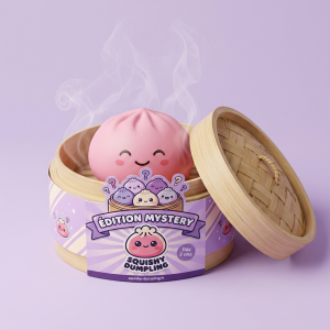 Mystery Dumpling Squishy Bambuskorg i sin bambu-ångkorg
