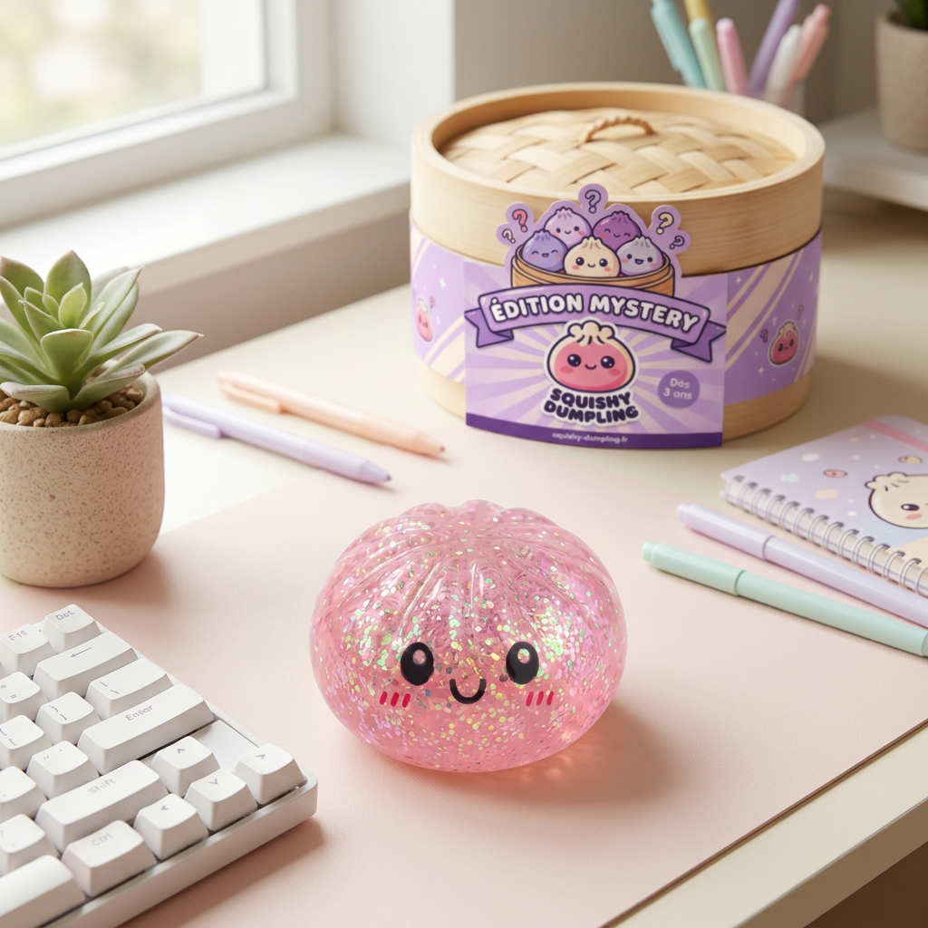 Dumplings Squishy Glitter – Glittrig Mystery-Dumpling i sin kawaii-miljö