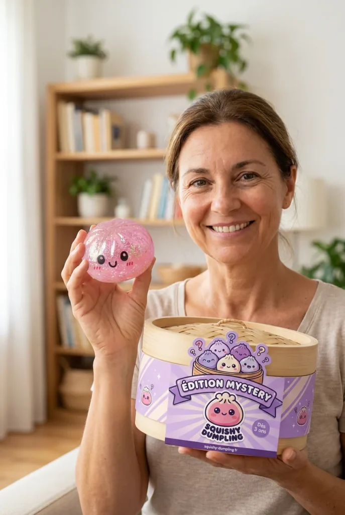 Dumplings Squishy Glitter – Glittrig Mystery-Dumpling med sin ask