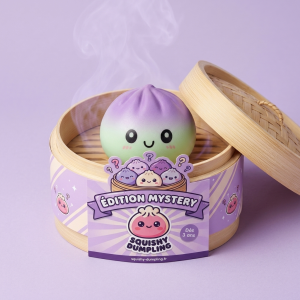Dumpling Squishy Ombre Mystery Överraskningsask i sin bambu-ångkorg