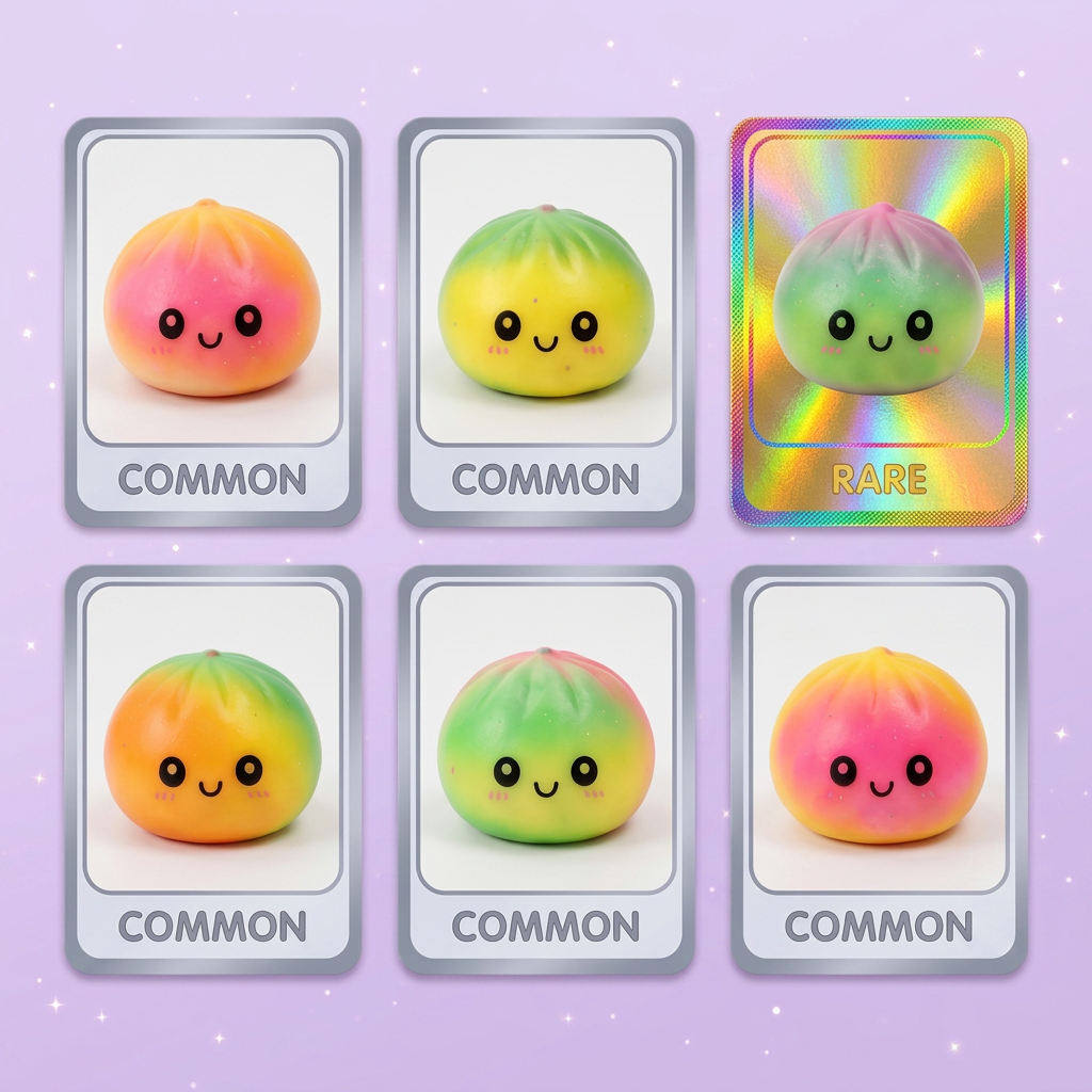 Dumpling Squishy Ombre Mystery Överraskningsask — i klämmet, mjukt slow-rise-skum