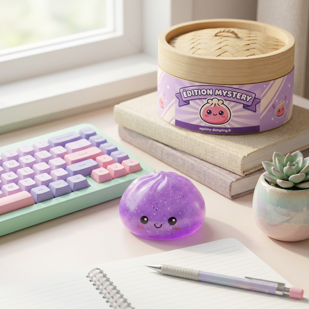 Dumpling Squishy Mystery Glow in the Dark Glitter Nattlampa i sin kawaii-miljö