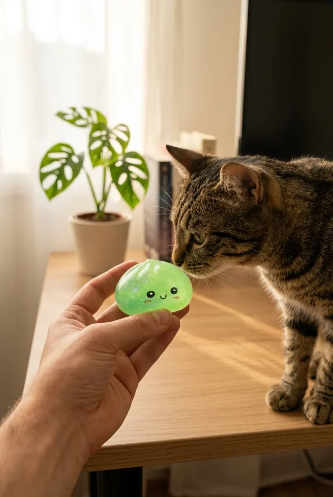 Dumpling Squishy Mystery Glow in the Dark Glitter Nattlampa med en gosedjursvän