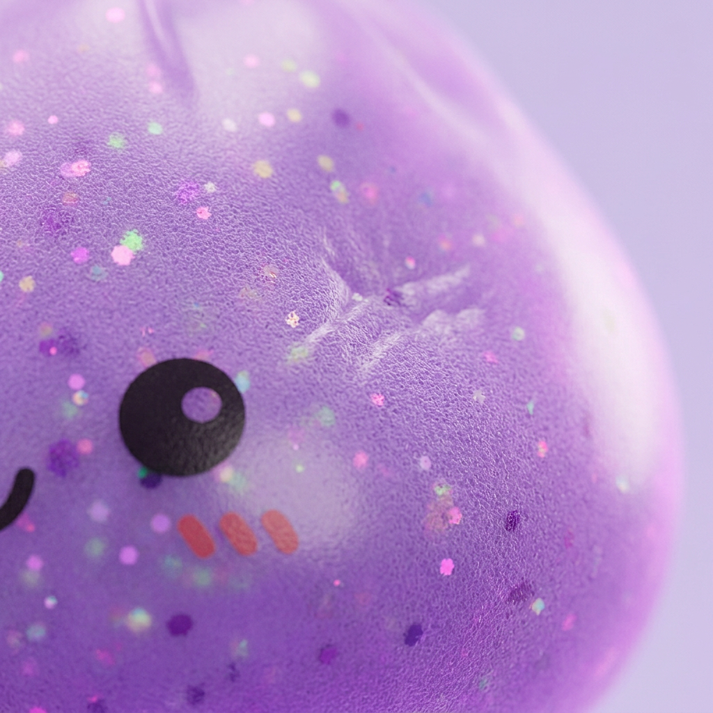 Dumpling Squishy Mystery Glow in the Dark Glitter Nattlampa — närbild på strukturen