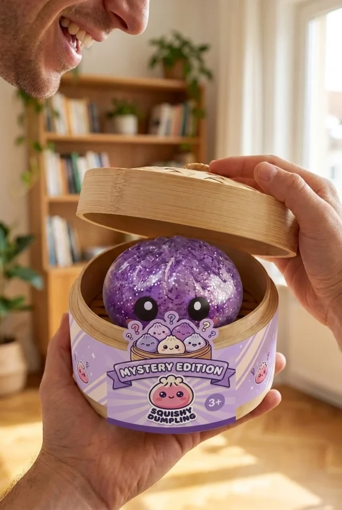 Squishy Dumpling Mystery Halloween Överraskningsbox i unboxing-ögonblicket