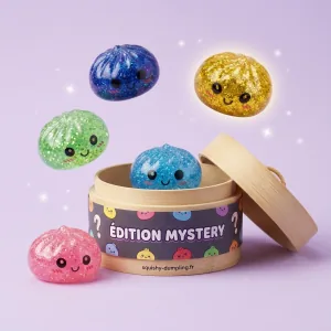 Squishy Dumpling Mystery Glitter Miniset 3-pack — i klämmet, mjukt slow-rise-skum