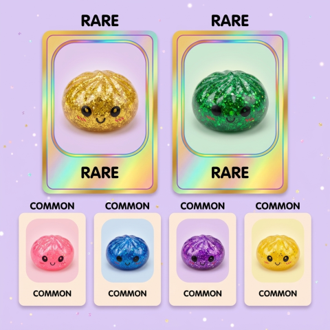 Squishy Dumpling Mystery Glitter Miniset 3-pack — i klämmet, mjukt slow-rise-skum
