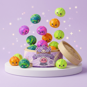 Dumpling Squishy Mystery Tie Dye Mini — i klämmet, mjukt slow-rise-skum