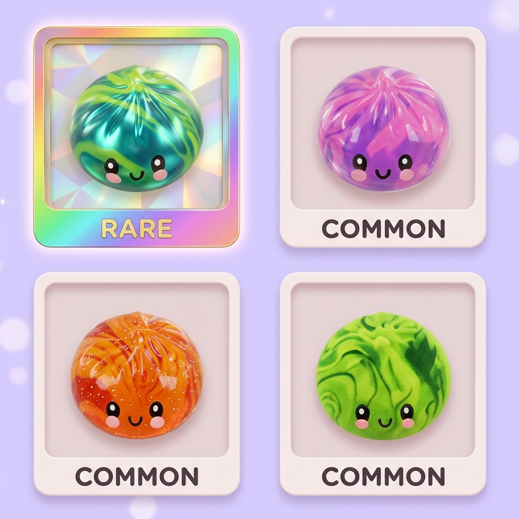 Dumpling Squishy Mystery Tie Dye Mini — i klämmet, mjukt slow-rise-skum