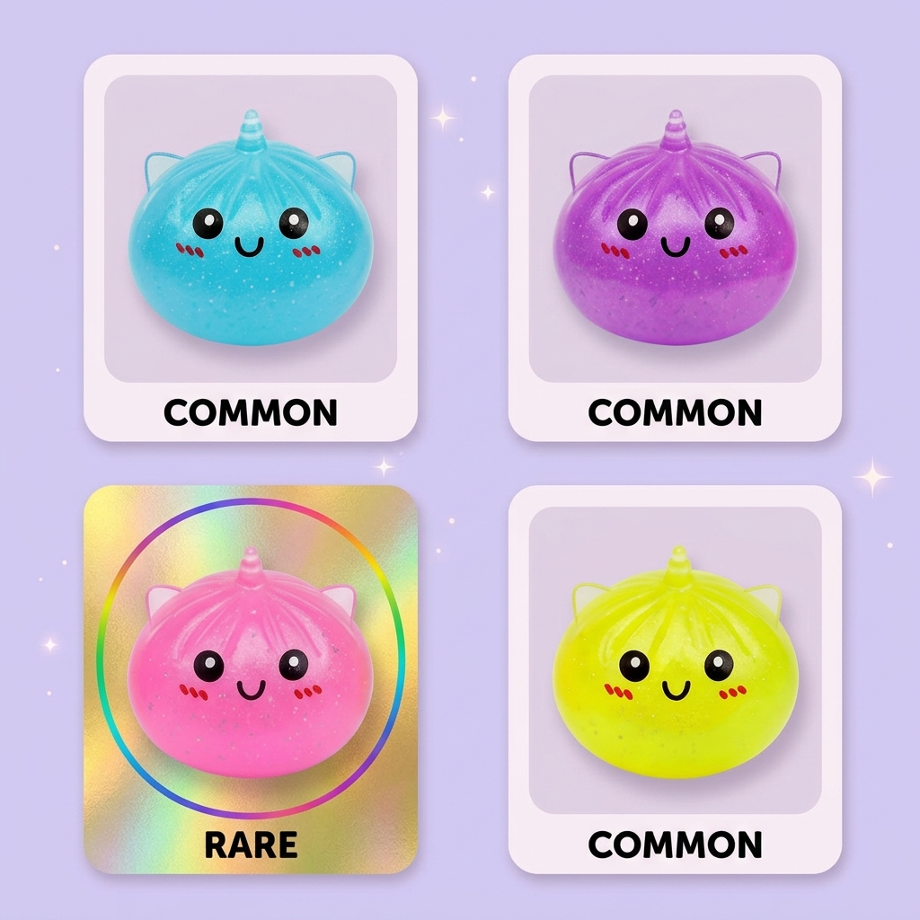 Dumpling Squishy Mystery Unicorn Mini — i klämmet, mjukt slow-rise-skum