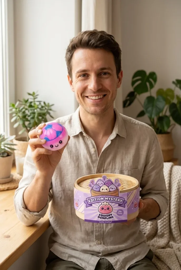 Mystery Dumpling Squishy Fotboll med sin ask