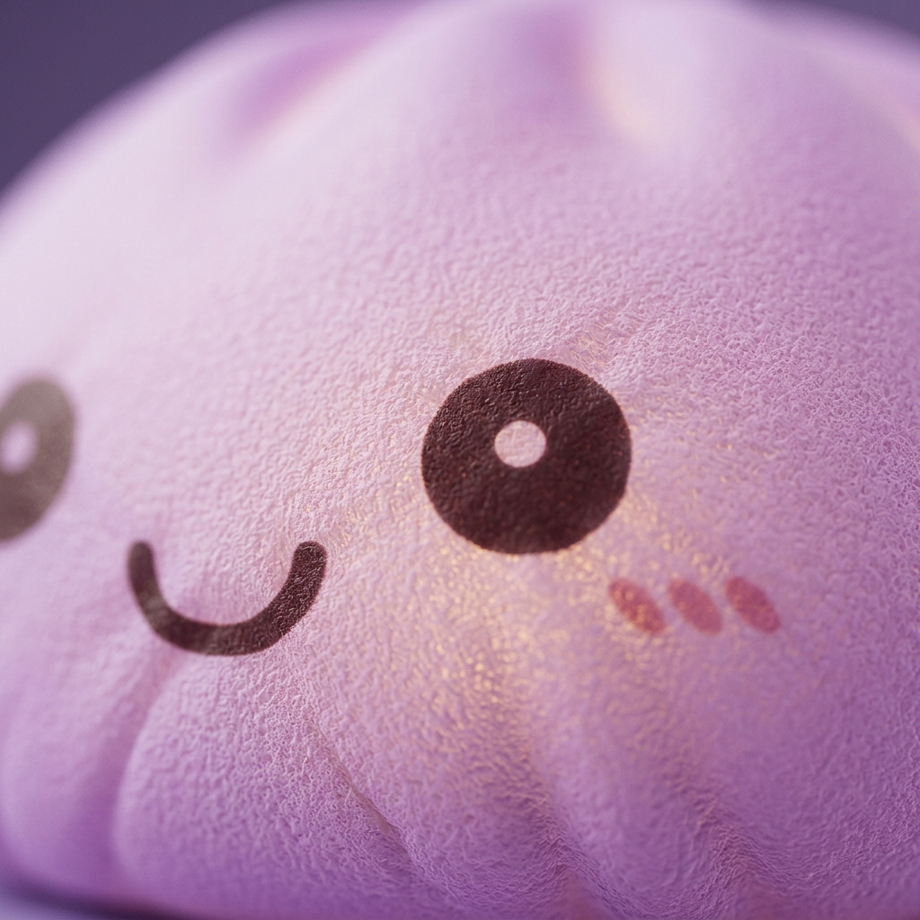 Mystery Squishy Dumpling Nattlampa — närbild på strukturen