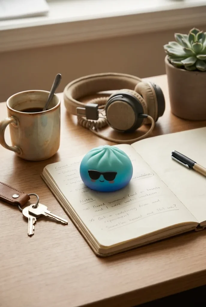 Mystery Dumpling Squishy Sommaredition på skrivbordet