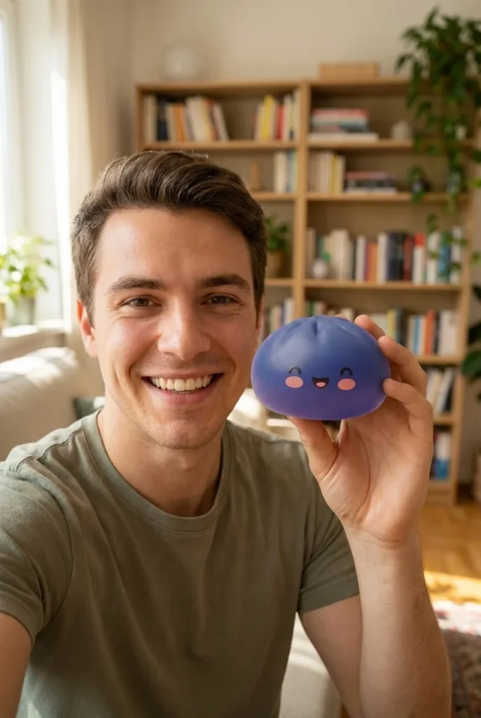 Dumpling Squishy Navy Blue Midnight i vardagen