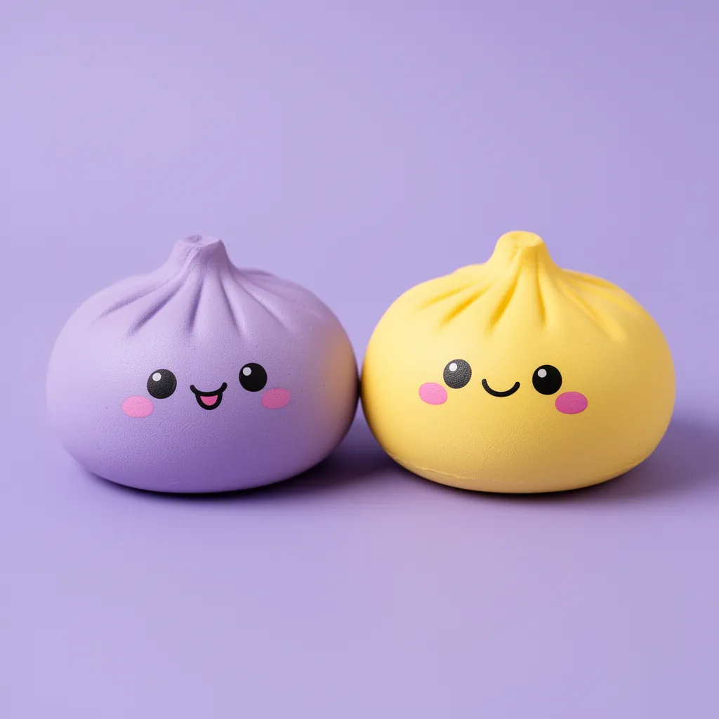 Olika typer av dumpling squishys i sortimentet
