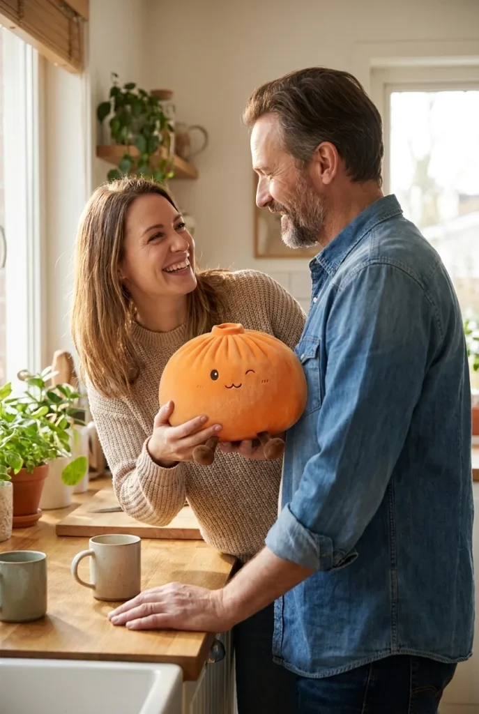 Giant Dumpling Squishy Orange – Mjuk Plyschdumpling som presenttips