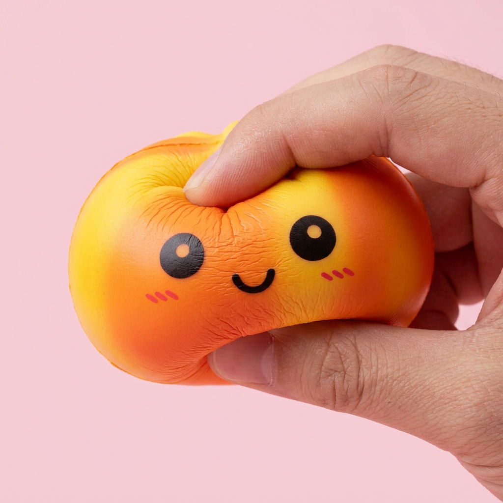 Squishy Dumpling Tie Dye Orange – Marmorerad Antistress — slow-rise-effekt, skummet återtar långsamt sin form