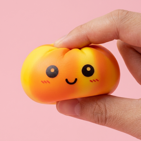 Squishy Dumpling Tie Dye Orange – Marmorerad Antistress — i klämmet, mjukt slow-rise-skum