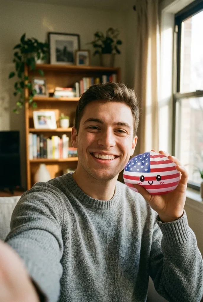 Squishy Dumpling USA Flagg-Squishy i vardagen