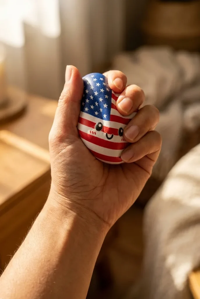 Squishy Dumpling USA Flagg-Squishy mitt i klämmet