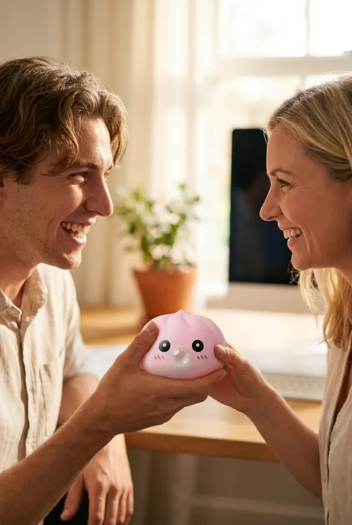 Puffig Rosa Dumpling Squishy Mjuk som presenttips