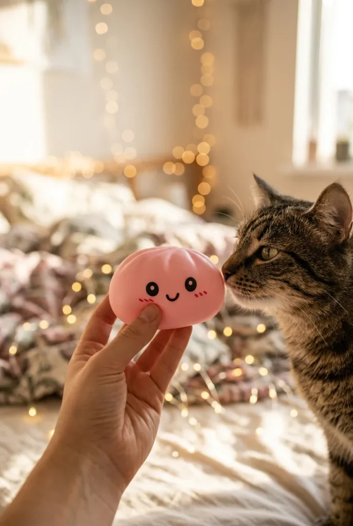 Pink Squishy Dumpling Mjuk Skönhet med en gosedjursvän