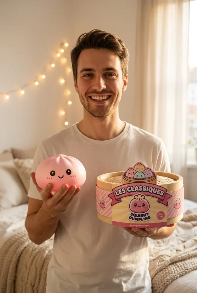 Pink Squishy Dumpling Mjuk Skönhet med sin ask