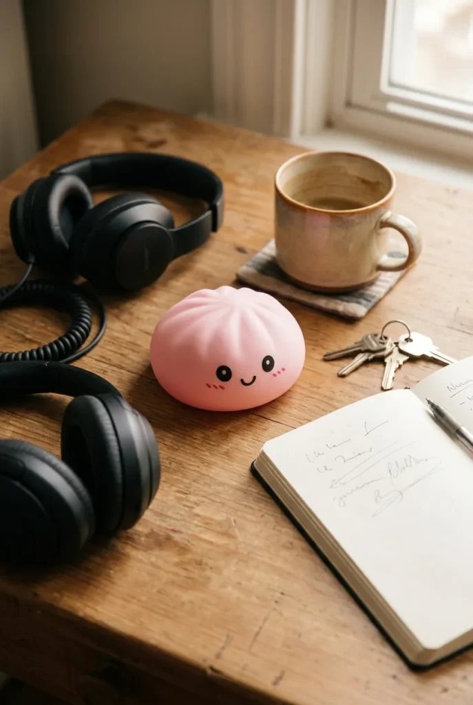 Pink Squishy Dumpling Mjuk Skönhet på skrivbordet