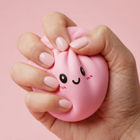 Pink Squishy Dumpling Mjuk Skönhet — slow-rise-effekt, skummet återtar långsamt sin form