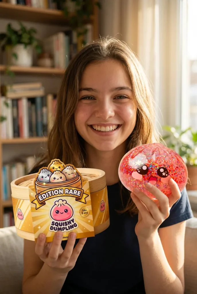 Galaxy Dumpling Squishy Rosa Kawaii med sin ask