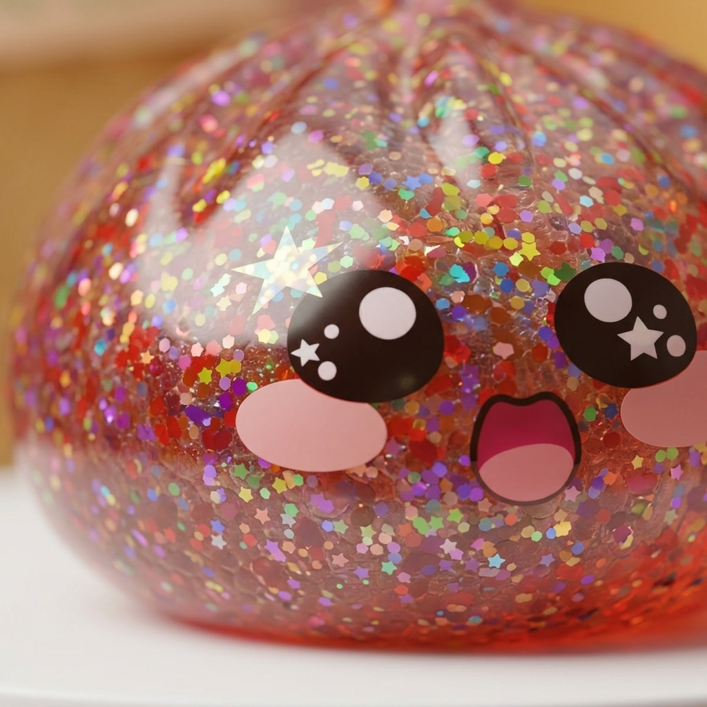 Galaxy Dumpling Squishy Rosa Kawaii — närbild på strukturen