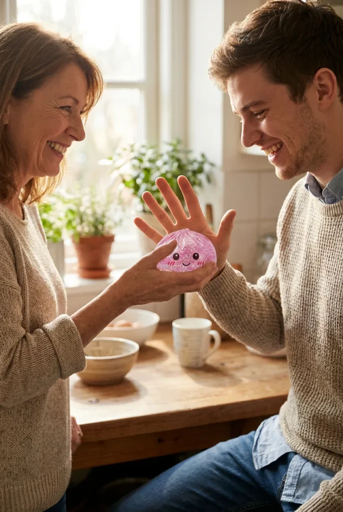 Glitter Dumpling Squishy Rosa Kawaii som presenttips