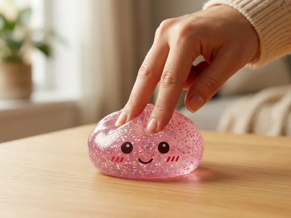 Glitter Dumpling Squishy Rosa Kawaii mitt i klämmet