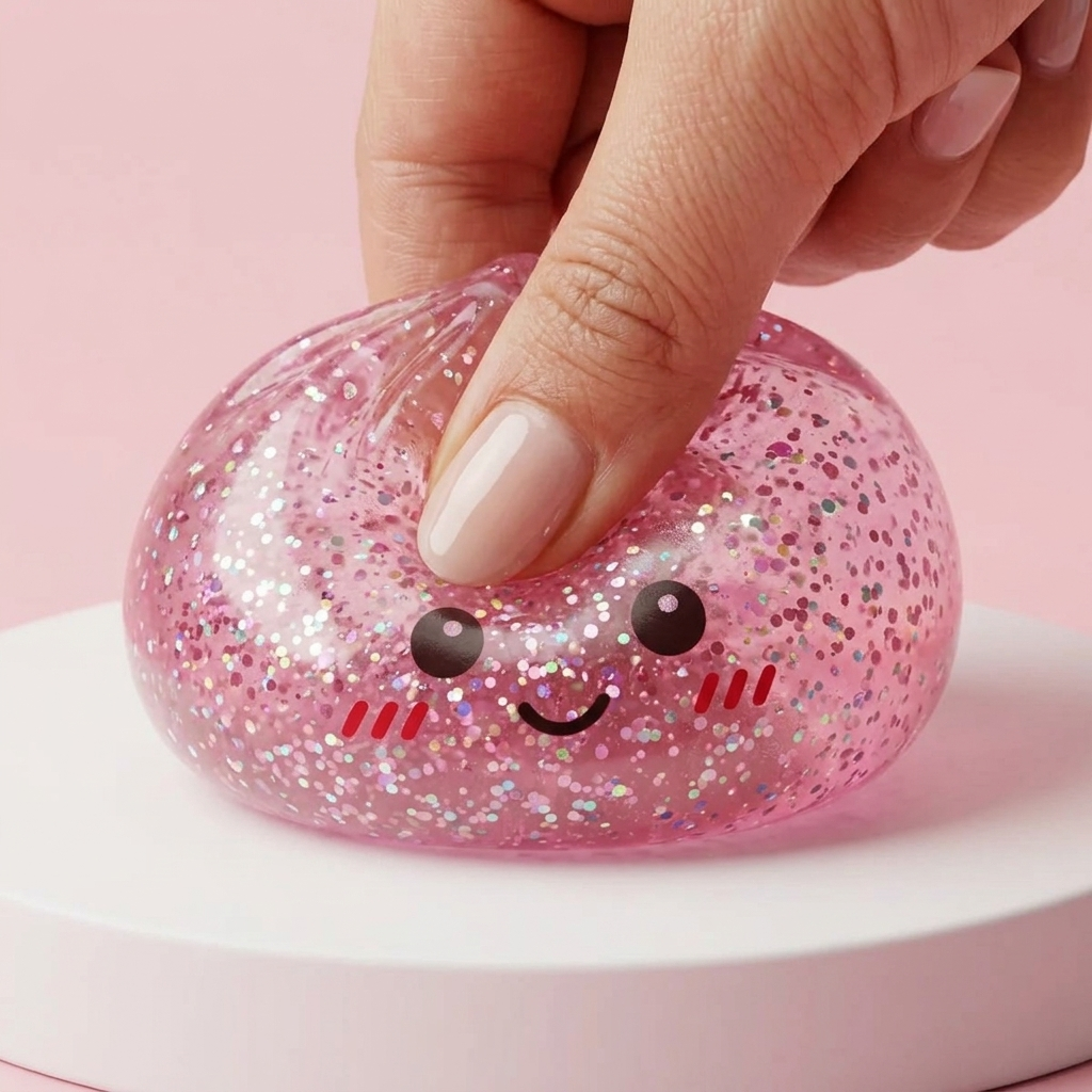 Glitter Dumpling Squishy Rosa Kawaii — slow-rise-effekt, skummet återtar långsamt sin form